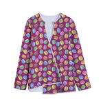 Cute Macaron Pattern Print Long Sleeve Short Coat