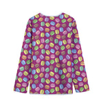 Cute Macaron Pattern Print Long Sleeve Short Coat