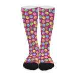 Cute Macaron Pattern Print Long Socks