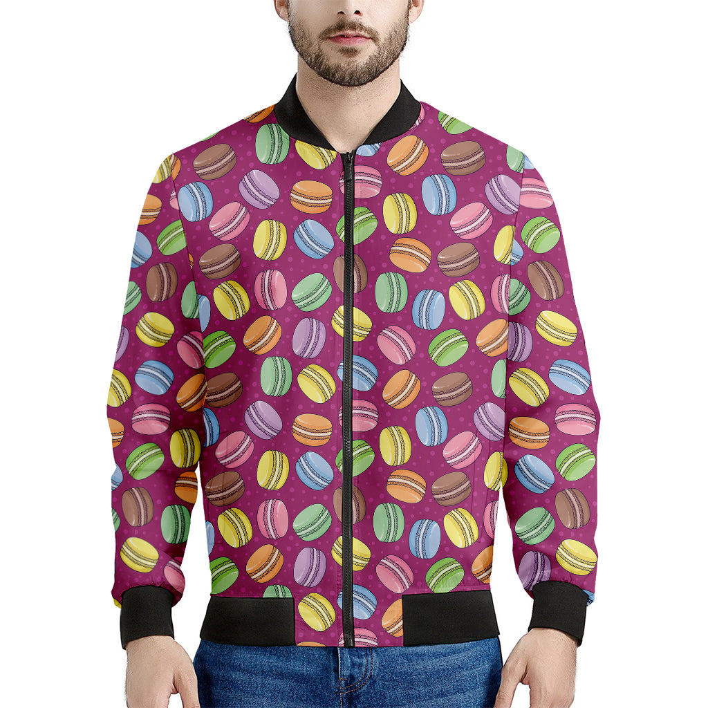 Cute Macaron Pattern Print Men's Bomber Jacket