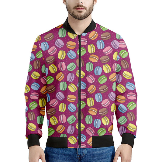 Cute Macaron Pattern Print Men's Bomber Jacket