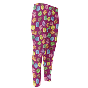 Cute Macaron Pattern Print Men's Compression Pants