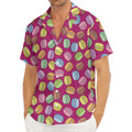 Cute Macaron Pattern Print Men's Deep V-Neck Shirt