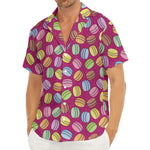 Cute Macaron Pattern Print Men's Deep V-Neck Shirt