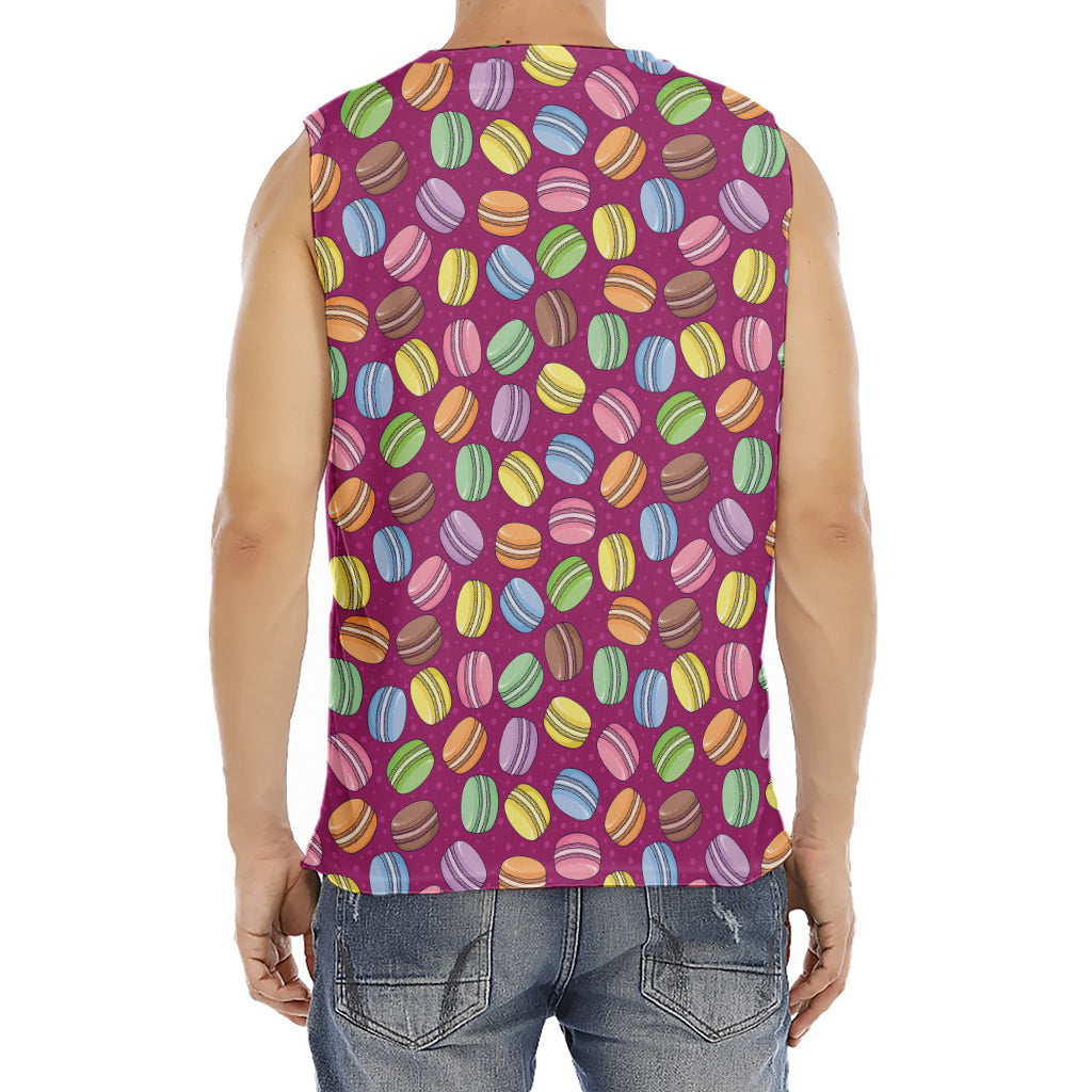 Cute Macaron Pattern Print Men's Fitness Tank Top