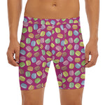 Cute Macaron Pattern Print Men's Long Boxer Briefs