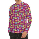 Cute Macaron Pattern Print Men's Long Sleeve Rash Guard