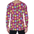 Cute Macaron Pattern Print Men's Long Sleeve T-Shirt