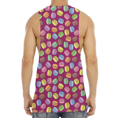 Cute Macaron Pattern Print Men's Muscle Tank Top