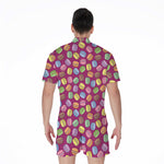 Cute Macaron Pattern Print Men's Rompers