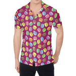 Cute Macaron Pattern Print Men's Shirt