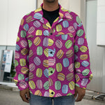 Cute Macaron Pattern Print Men's Shirt Jacket
