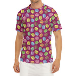 Cute Macaron Pattern Print Men's Short Sleeve Rash Guard