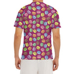 Cute Macaron Pattern Print Men's Short Sleeve Rash Guard
