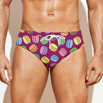 Cute Macaron Pattern Print Men's Swim Briefs