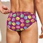 Cute Macaron Pattern Print Men's Swim Briefs