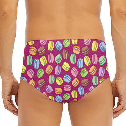 Cute Macaron Pattern Print Men's Triangle Swim Briefs