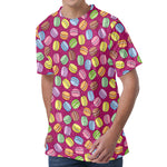 Cute Macaron Pattern Print Men's Velvet T-Shirt