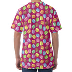 Cute Macaron Pattern Print Men's Velvet T-Shirt