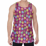Cute Macaron Pattern Print Men's Velvet Tank Top