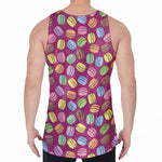 Cute Macaron Pattern Print Men's Velvet Tank Top