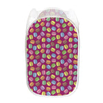Cute Macaron Pattern Print Mesh Laundry Hamper