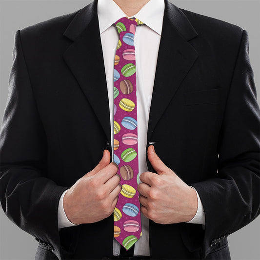 Cute Macaron Pattern Print Necktie