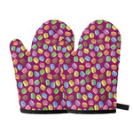 Cute Macaron Pattern Print Oven Mitts