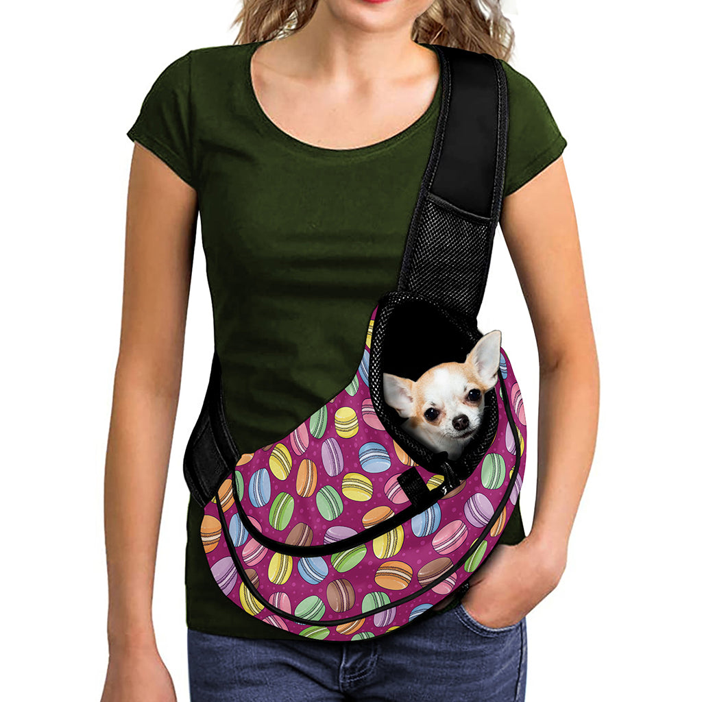 Cute Macaron Pattern Print Pet Sling Carrier