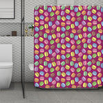 Cute Macaron Pattern Print Polyester Shower Curtain