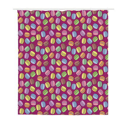 Cute Macaron Pattern Print Polyester Shower Curtain