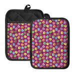 Cute Macaron Pattern Print Pot Holders With Pocket