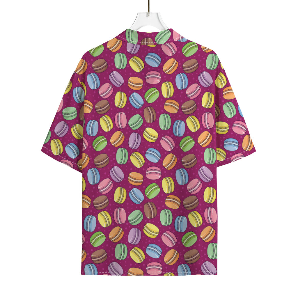 Cute Macaron Pattern Print Rayon Hawaiian Shirt