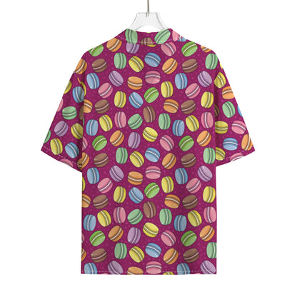 Cute Macaron Pattern Print Rayon Hawaiian Shirt