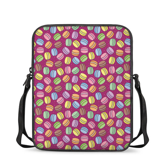 Cute Macaron Pattern Print Rectangular Crossbody Bag
