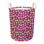 Cute Macaron Pattern Print Round Laundry Basket
