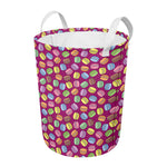 Cute Macaron Pattern Print Round Laundry Basket