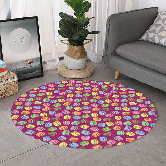 Cute Macaron Pattern Print Round Rug
