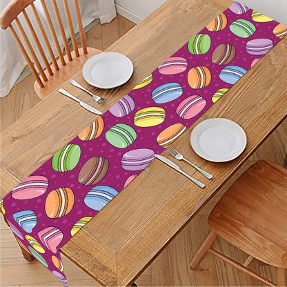 Cute Macaron Pattern Print Table Runner