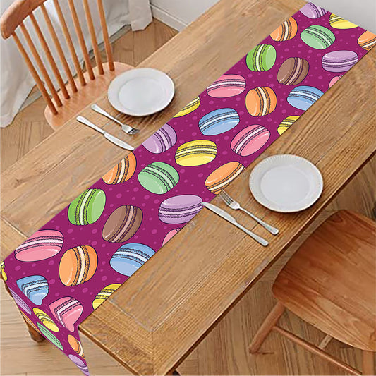 Cute Macaron Pattern Print Table Runner