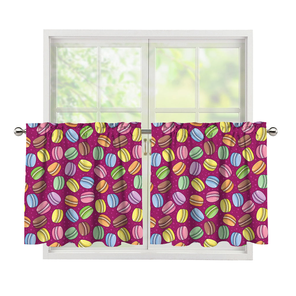 Cute Macaron Pattern Print Tier Curtains