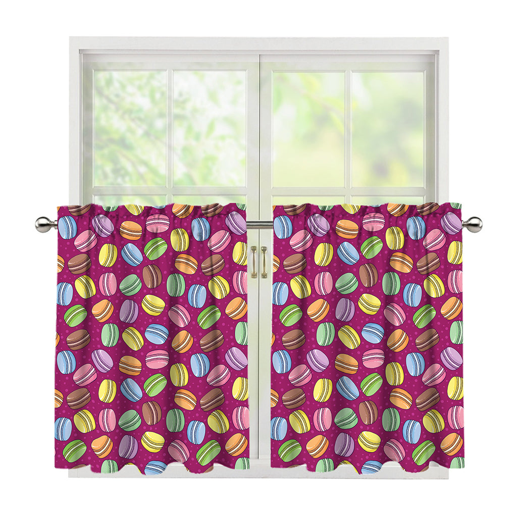 Cute Macaron Pattern Print Tier Curtains