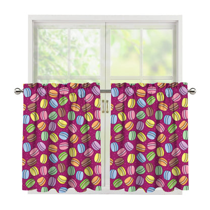 Cute Macaron Pattern Print Tier Curtains