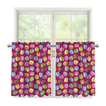 Cute Macaron Pattern Print Tier Curtains