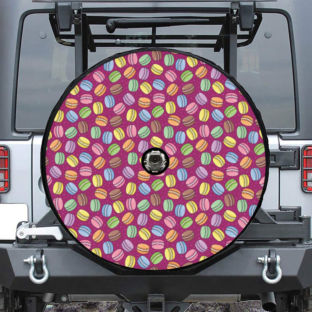 Cute Macaron Pattern Print Tire Cover With Camera Hole