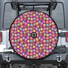 Cute Macaron Pattern Print Tire Cover With Camera Hole