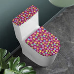 Cute Macaron Pattern Print Toilet Lid And Tank Cover Set