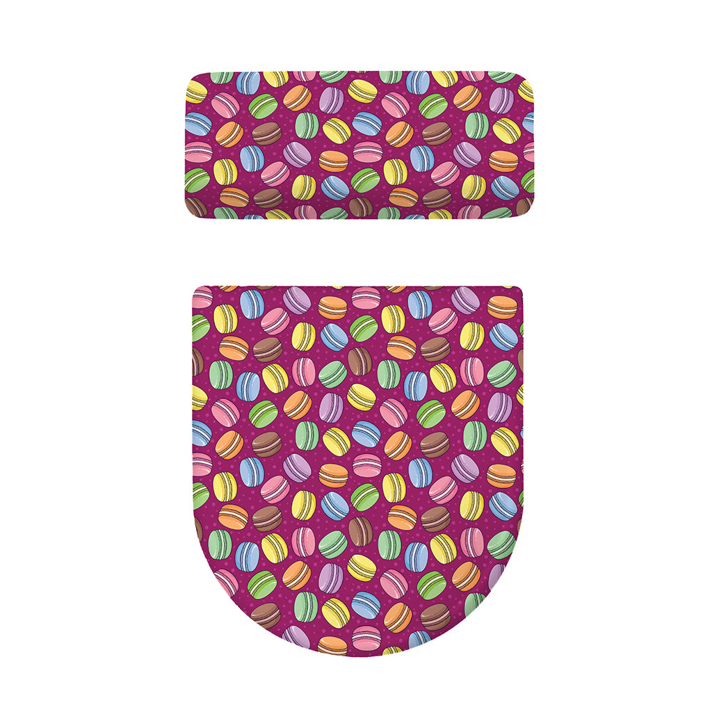 Cute Macaron Pattern Print Toilet Lid And Tank Cover Set