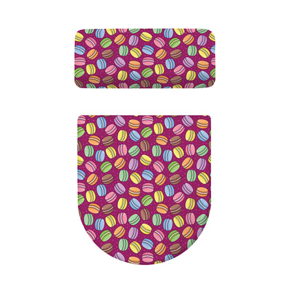 Cute Macaron Pattern Print Toilet Lid And Tank Cover Set