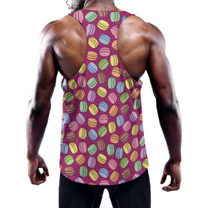 Cute Macaron Pattern Print Training Tank Top